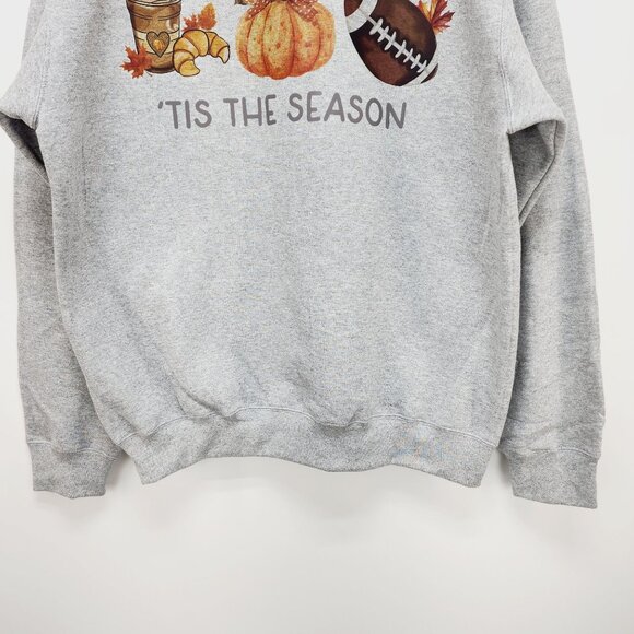 Tis' The Season Pumpkin Spice Leaves Football Stars Unisex Sweatshirt Size L - Picture 8 of 11